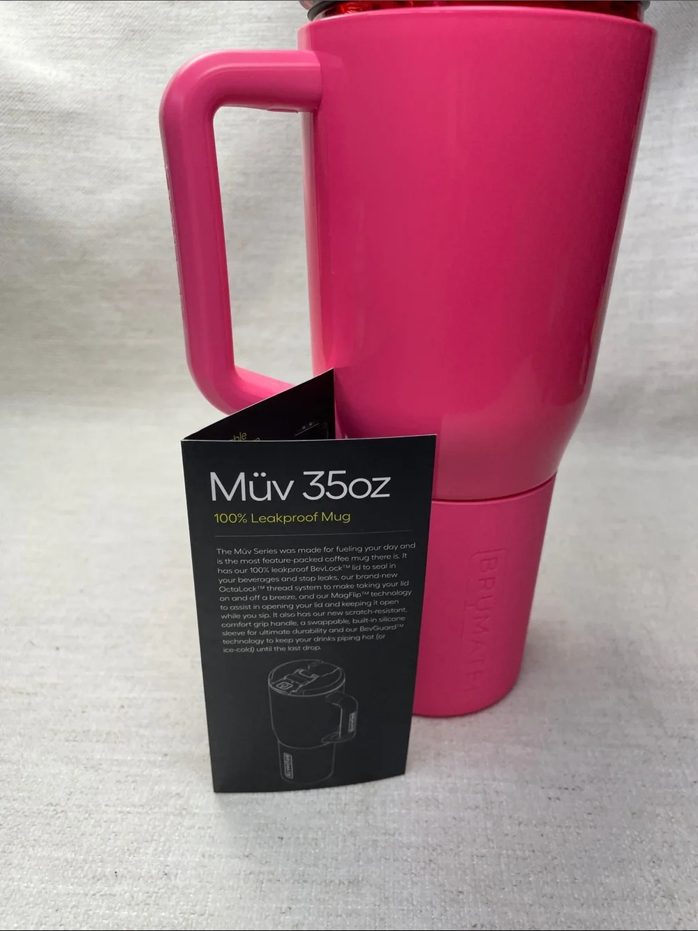 Brümate Neon Pink Insulated Travel Mug with Handle - 35oz for Women